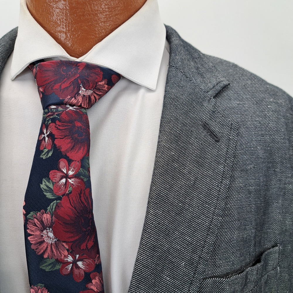 Banana Republic Tailored Slim Fit Blazer Jacket 46R Gray Cotton Linen Blend